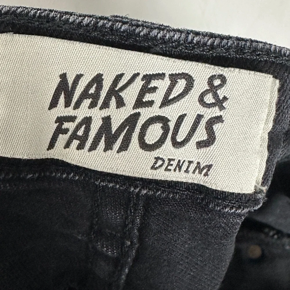 Naked Famous‎ Japanese Denim Black Overalls Womens Size Medium Canada Made Jeans - Picture 4 of 16